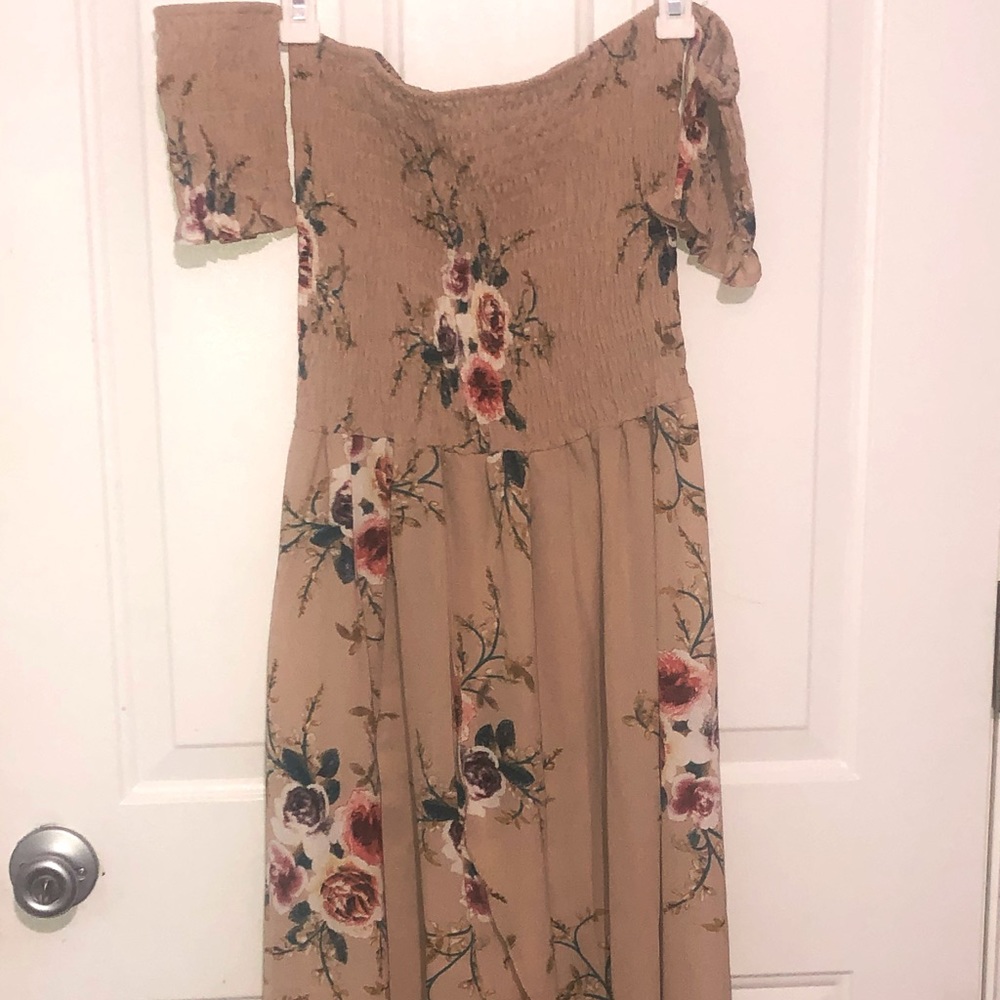 Nude Floral Hi-Low dress